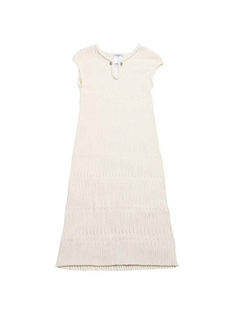 Chanel CC Chain Button White Ivory Dress Silver